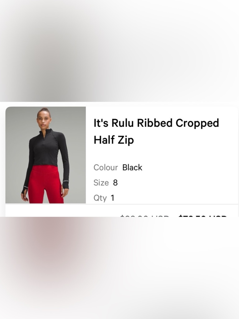 lululemon athletica Black Rulu Ribbed Half Zip